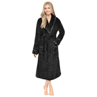 Load image into Gallery viewer, Cozy Comfort Women&#39;s Plush Fleece Robe Black S/M
