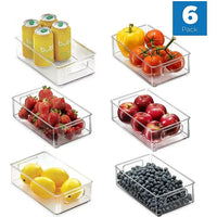 Load image into Gallery viewer, 6-Piece Stackable Refrigerator Organizer Bins Set Clear Plastic Fridge Storage Containers
