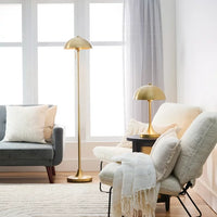 Load image into Gallery viewer, 18&quot; Modern Dome Touch On/Off Table Lamp, Brass &amp; Black Finishes
