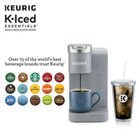 Load image into Gallery viewer, K-Iced Essentials Gray Coffee Maker + Iced Tumbler
