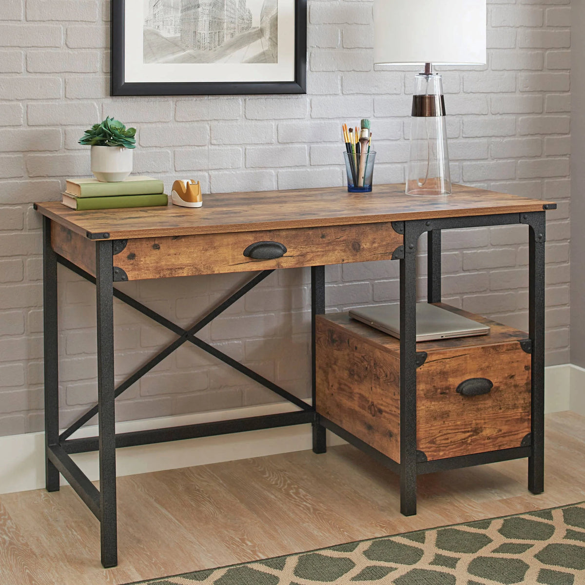 Rustic Country Desk - Weathered Pine Finish