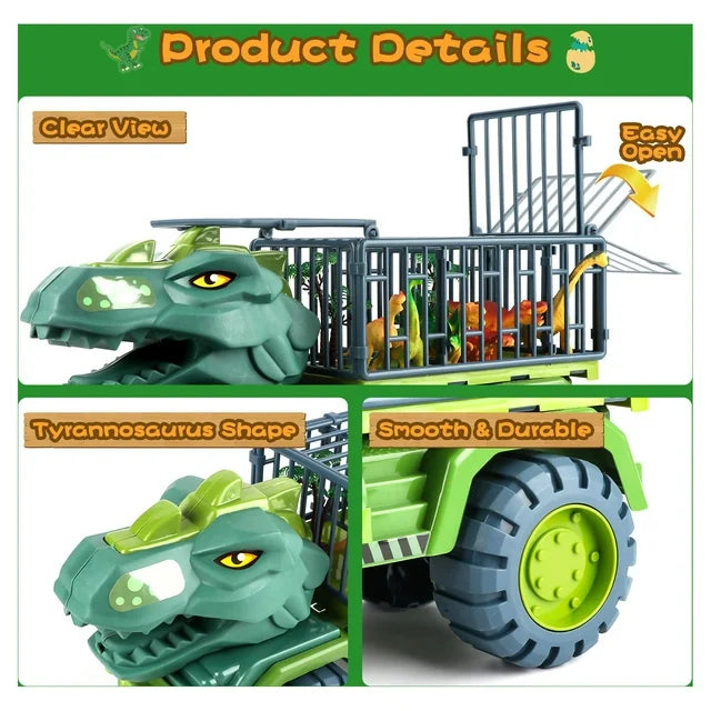 Dinosaur Toy for Kids 3-5 5-7, Dinosaur Truck Carrier Car, Monster Truck with Dinosaur Toys for Boys, Dino Transport Cars Playset Gift for Boys