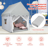 Load image into Gallery viewer, Costway Kids Play Tent Large Playhouse Children Play Castle Fairy Tent Gift w/ Mat Gray
