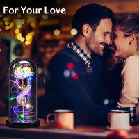 Load image into Gallery viewer, Galaxy Rose Gifts Colorful Artificial Flower Rose Light Gift in A Glass Dome Flowers Gifts
