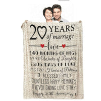 Load image into Gallery viewer, 20th Wedding Anniversary Blanket Gift for Wife
