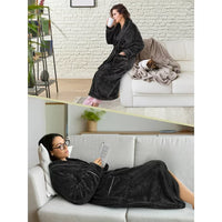 Load image into Gallery viewer, Cozy Comfort Women&#39;s Plush Fleece Robe Black S/M
