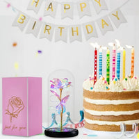 Load image into Gallery viewer, Galaxy Rose Gifts Colorful Artificial Flower Rose Light Gift in A Glass Dome Flowers Gifts
