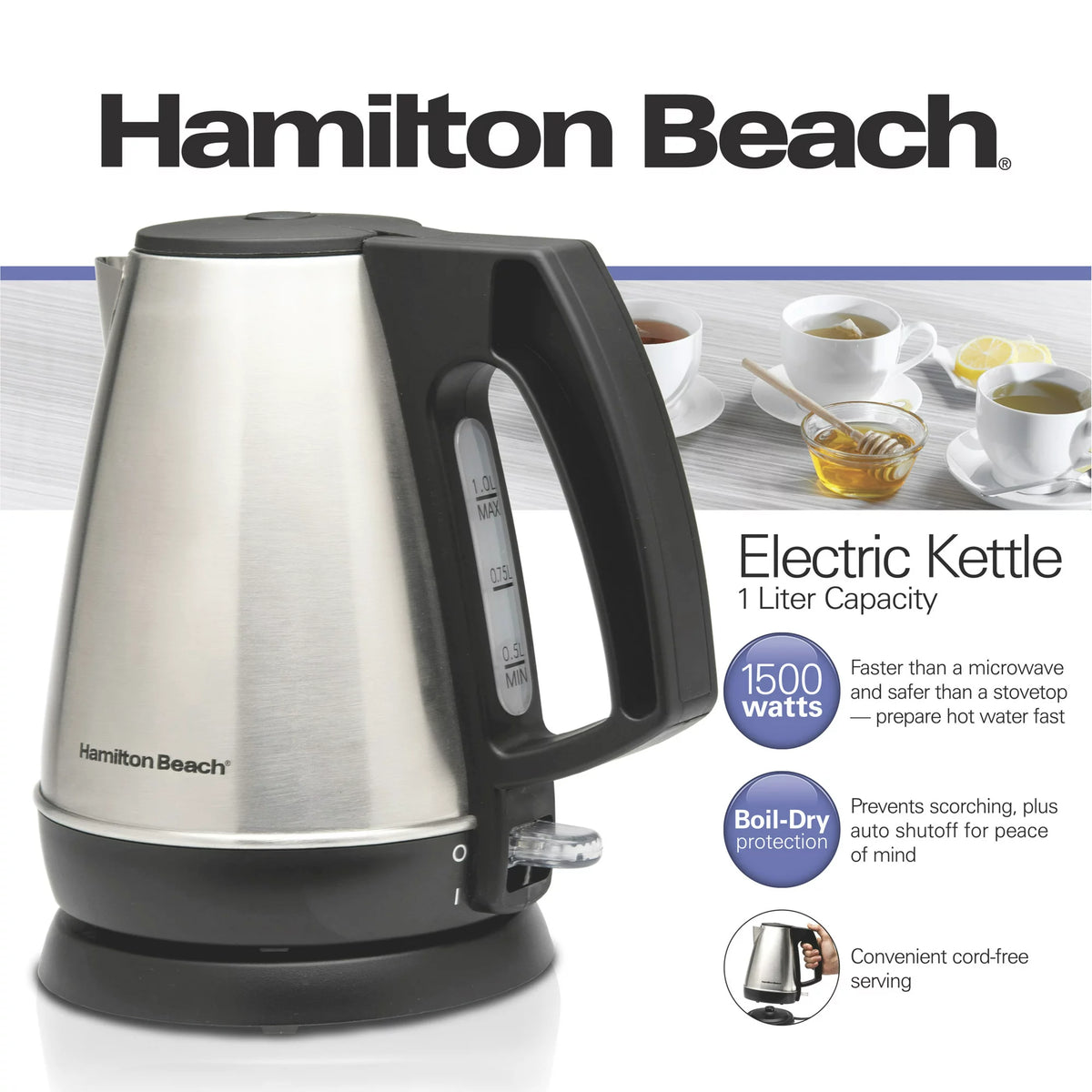 1 Liter Stainless Steel Electric Kettle