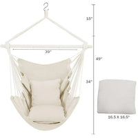 Load image into Gallery viewer, Large Beige Hammock Chair Swing with Metal Support Bar &amp; Cushions

