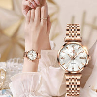Load image into Gallery viewer, Women&#39;s Rose Gold Diamond Analog Quartz Watch
