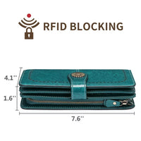 Load image into Gallery viewer, Blocking Leather Women&#39;s Wallet with Zipper Lock and Wristlet
