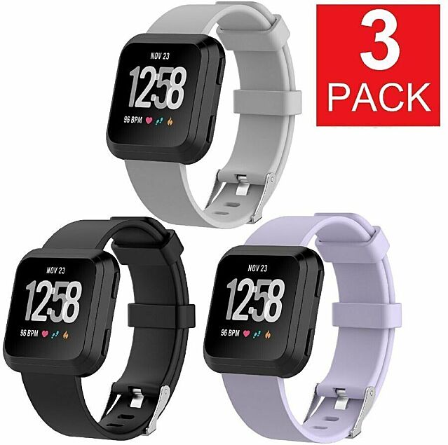 3 PACK For Fitbit Versa Replacement Bands Smart Watch Sport Band