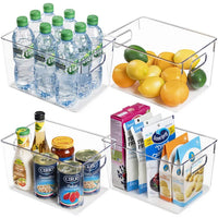 Load image into Gallery viewer, Clear Plastic Storage Bins with Handles, 4-Pack Pantry Organizer Set
