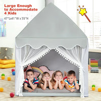 Load image into Gallery viewer, Costway Kids Play Tent Large Playhouse Children Play Castle Fairy Tent Gift w/ Mat Gray
