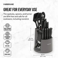 Load image into Gallery viewer, Farberware Classic 30 Piece Spin N Store Rotating Carousel Stainless Steel Cutlery and Tool Set Gray

