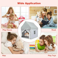 Load image into Gallery viewer, Costway Kids Play Tent Large Playhouse Children Play Castle Fairy Tent Gift w/ Mat Gray
