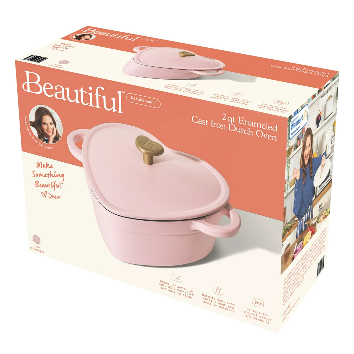 Cast Iron Heart Dutch Oven, Pink Champagne by Drew Barrymore