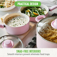 Load image into Gallery viewer, 18-Piece Soft Grip Toxin-Free Healthy Ceramic Non-Stick Cookware Set, Pink,
