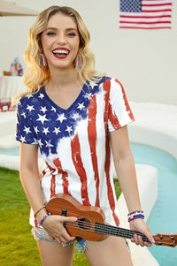 Load image into Gallery viewer, For G and PL Women&#39;s American Flag T-Shirt - July 4th Patriotic Top
