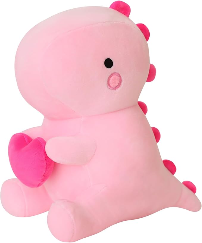 Adorable Pink Dinosaur Plush Toy with Heart, Valentine’s Gift, 12 Inch