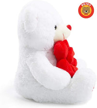 Load image into Gallery viewer, 16-Inch White Teddy Bear with Red Rose
