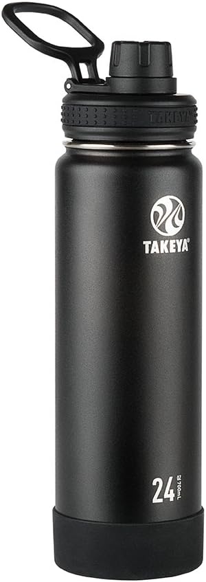 Takeya Actives 24 oz Insulated Water Bottle with Spout Lid, Leakproof, Onyx