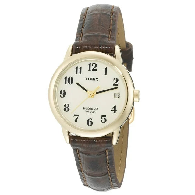 Timex Women's Easy Reader Date Brown/Gold 25mm Leather Watch