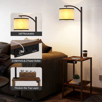 Load image into Gallery viewer, Floor Lamp with Table, USB Ports, and Shelves
