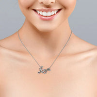 Load image into Gallery viewer, Enchanting Love Real Diamond Pendant Necklace in 18K White Gold over Silver
