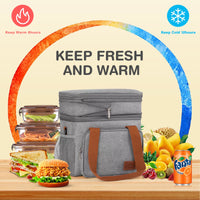 Load image into Gallery viewer, Expandable Insulated Lunch Bag - Leakproof Cooler Tote for Work &amp; Picnic
