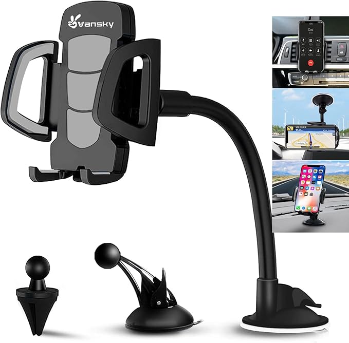 Versatile Vansky 3-in-1 Car Phone Mount | Air Vent, Dashboard, Windshield Holder