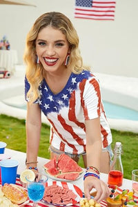 Load image into Gallery viewer, For G and PL Women&#39;s American Flag T-Shirt - July 4th Patriotic Top
