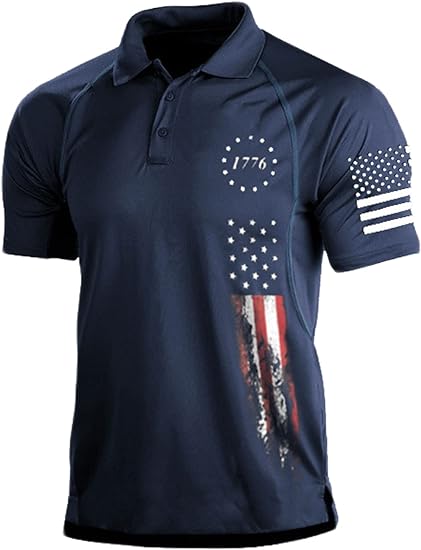 Men's 1776 Independence Day Flag Polo Shirt | Quick-Dry & Breathable M-3XL
