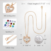 Load image into Gallery viewer, Forever Love Heart Pendant Birthstone Necklaces for Women.
