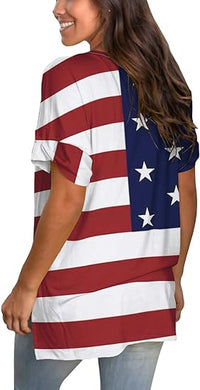 Load image into Gallery viewer, Women&#39;s V Neck Casual Rolled Sleeve Side Split Summer Top - Loose Fit
