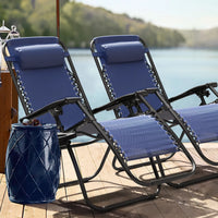 Load image into Gallery viewer, 2 Pack Blue Zero Gravity Patio Chairs
