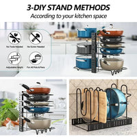 Load image into Gallery viewer, Adjustable 8-Tier Pot and Pan Rack Heavy Duty Kitchen Organizer
