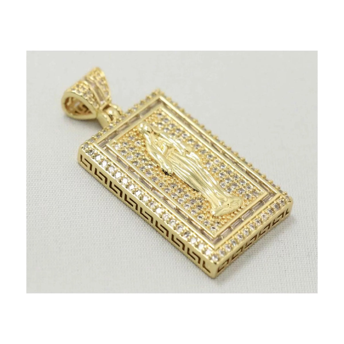 14K Bonded Gold Figaro Chain with Square Rose Charm