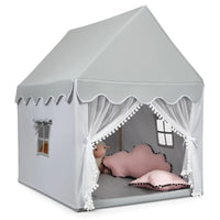 Load image into Gallery viewer, Costway Kids Play Tent Large Playhouse Children Play Castle Fairy Tent Gift w/ Mat Gray
