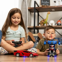 Load image into Gallery viewer, Best Choice Products Set of 2 1/18 Scale RC Remote Control Transforming Robot Sports Car Toys w/ 1 Button Transformation
