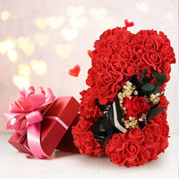 Load image into Gallery viewer, Handmade Red Rose Teddy Bear with Flowers, Gift Box for Valentine’s Day
