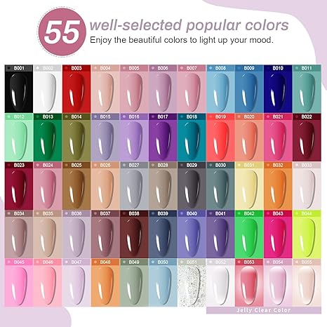 60-Color Gel Nail Polish Kit with UV Light, Base & Top Coats, Manicure Tools