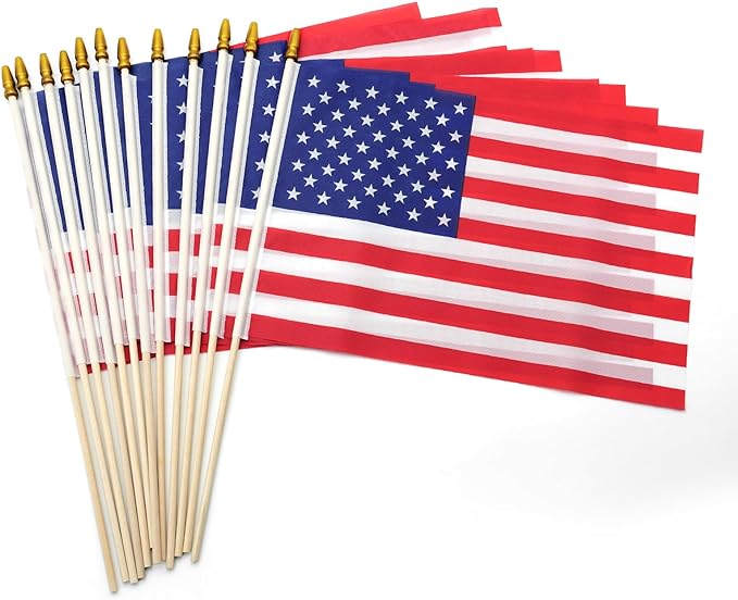 12 Pcs Small American Flags - Patriotic Mini Flags for Yard & Garden Decor