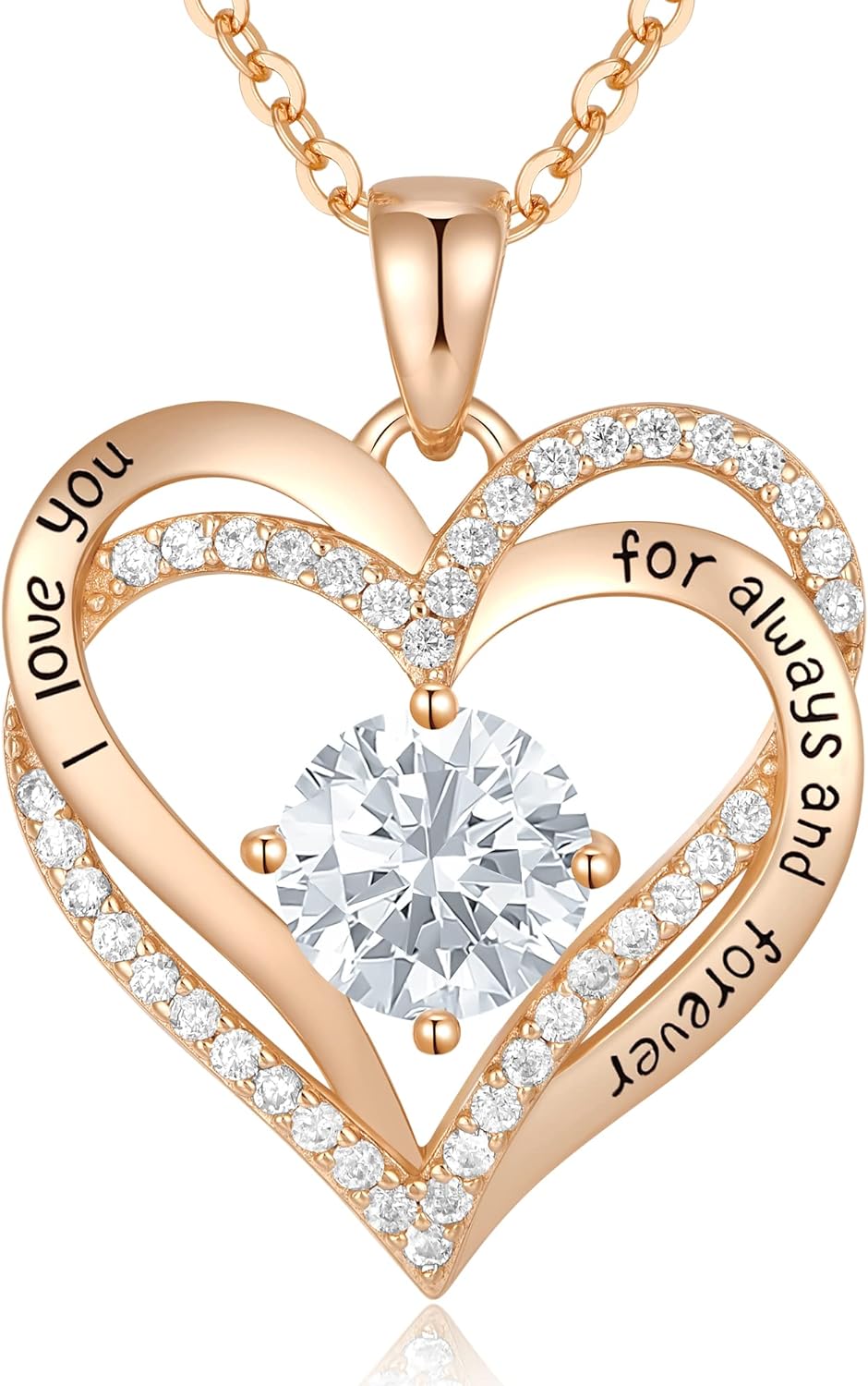 Forever Love Heart Pendant Birthstone Necklaces for Women.