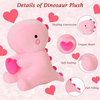 Load image into Gallery viewer, Adorable Pink Dinosaur Plush Toy with Heart, Valentine’s Gift, 12 Inch
