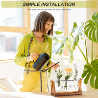 Load image into Gallery viewer, Retro Plant Terrarium with Wooden Stand, 3 Bulb Glass Vase for Home or Office
