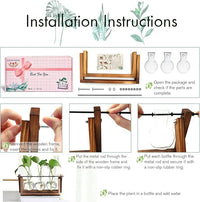 Load image into Gallery viewer, Retro Plant Terrarium with Wooden Stand, 3 Bulb Glass Vase for Home or Office
