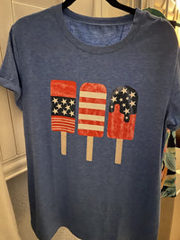 Load image into Gallery viewer, Popsicle Graphic Tee - Women&#39;s 4th of July Short Sleeve Shirt
