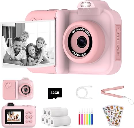 Kids Instant Print Camera – 1080P HD Dual-Lens Selfie Cam