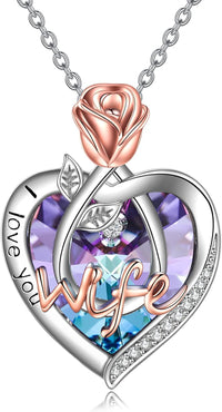 Load image into Gallery viewer, Rose Flower Love Heart Necklaces
